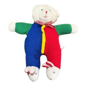 Vintage Soft Dreams Teddy Bear Rattle W/Bunny Slippers Terrycloth Plush 10"